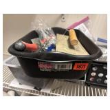 Mixed assortment of tools, towels, wrenches, etc.