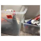 Two totes of caulking, liquid nail, cock, gun,