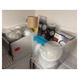 Large variety of light bulbs, and puck lights