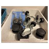 Various sizes of wheels and casters