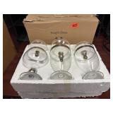 6 glass jars with lids various sizes
