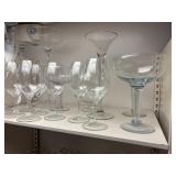 Several large sized wine, martini and margarita