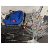 Mini silver tree with lights and misc bags