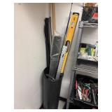 Large levels, metal measuring sticks all items i