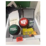 Basket of office supplies and hooks