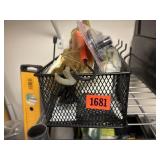 Tote of miscellaneous tools. Solder iron, multi