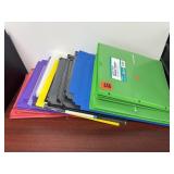 Colored plastic folders.