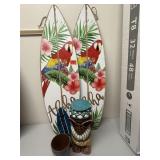 Tiki decor, surf boards