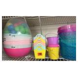 Easter baskets, pails and eggs