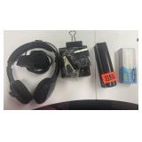 Headphones and office supplies
