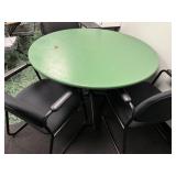 Conference table 48" round and 3 cushioned chairs