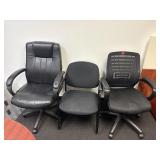 3  office chairs. May have usage wear.