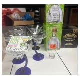 Martini glasses w/tin boxes and stickers