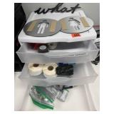 drawers with office supplies, batteries, tape
