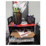 Shelf with office supples, stickers, more