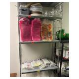 Tall metal shelf only. Contents not included