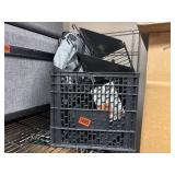 Tote of miscellaneous. Including gray backpack,