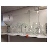 Various sizes of martini glasses
