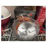 2-large glass punch bowls and 6 stainless steel