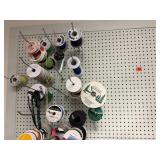 Pegboard with hooks and all ribbons and items