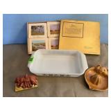 Baking dish, notecards, pig juicer, collectible