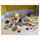 Play dishes, Care Bear mug, telephone, toys