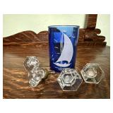 Cobalt sailboat glass, glass drawer pulls