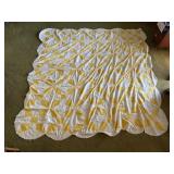 Yellow scalloped quilt top