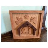 Wood carved inlay nativity