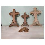 Cross, Bird wood carvings (4)