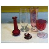 Ruby glassware, beaded miniature clutch