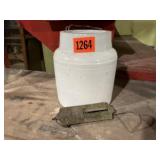 Stoneware jar, hanging scale