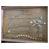 Gold vintage costume jewelry, owl pendant, crosses