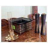 Vase, dish, salt & pepper shaker set