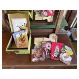 File box of vintage literature, cookbooks