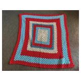 Teal & red afghan