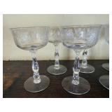 Fostoria etched wine glasses (8)