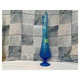 Teal swung glass vase