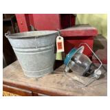 Galvanized pail, lantern