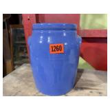 Blue stoneware crock
