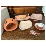 Assorted pottery, turtle, bowls, lantern