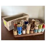 Wooden thread spools, organizer