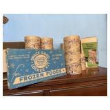 Empty cardboard frozen food containers