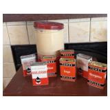 Vintage canister, spice tins