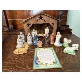 Nativity pieces, creche, card