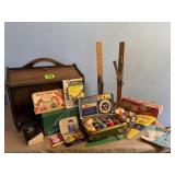 Sewing box, notions included, electric scissors