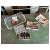 Glasbake baking dish, spoons, souvenir spoons