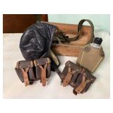 Pilot cap, canteen, ammunition pouches, belt