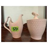 Red Wing pottery cream & sugar set