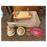 Box of toys, top, iron, stacking toy